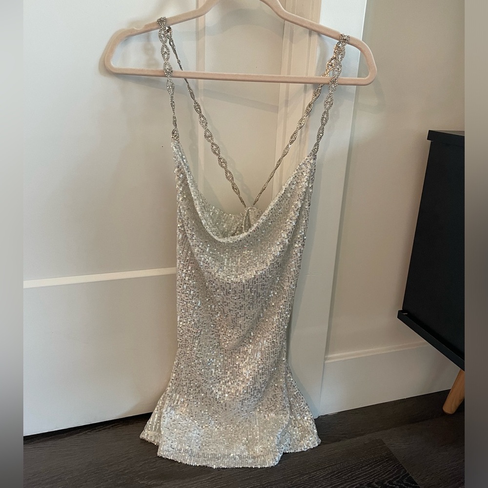 White/Silver Sequin Dress